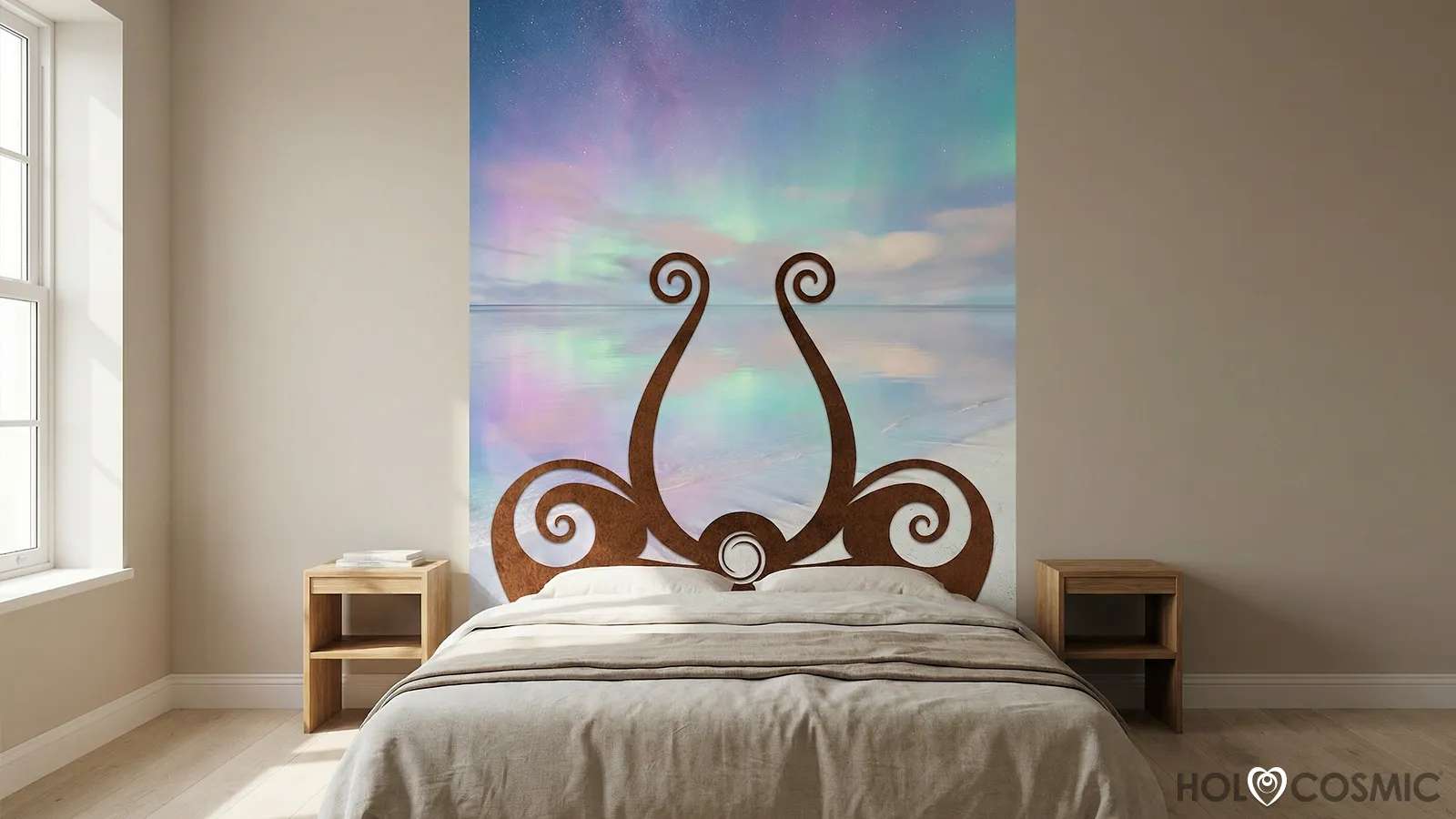 Athrux Cabecero de cama artístico de papel pintado con un paisaje relajante del artista Ivan-HoloCosmic.