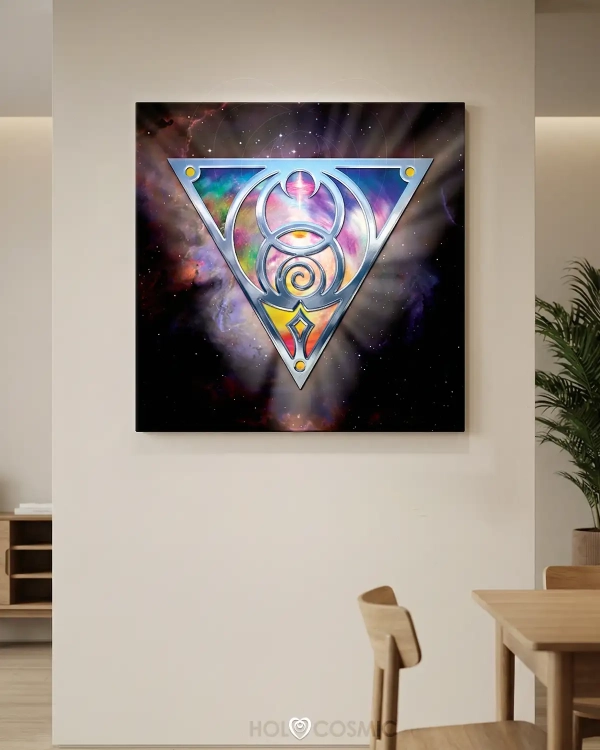 Lienzo cuadrado formato galería de arte visionario de la geometría cósmica Niveiet del artista Ivan-HoloCosmic.