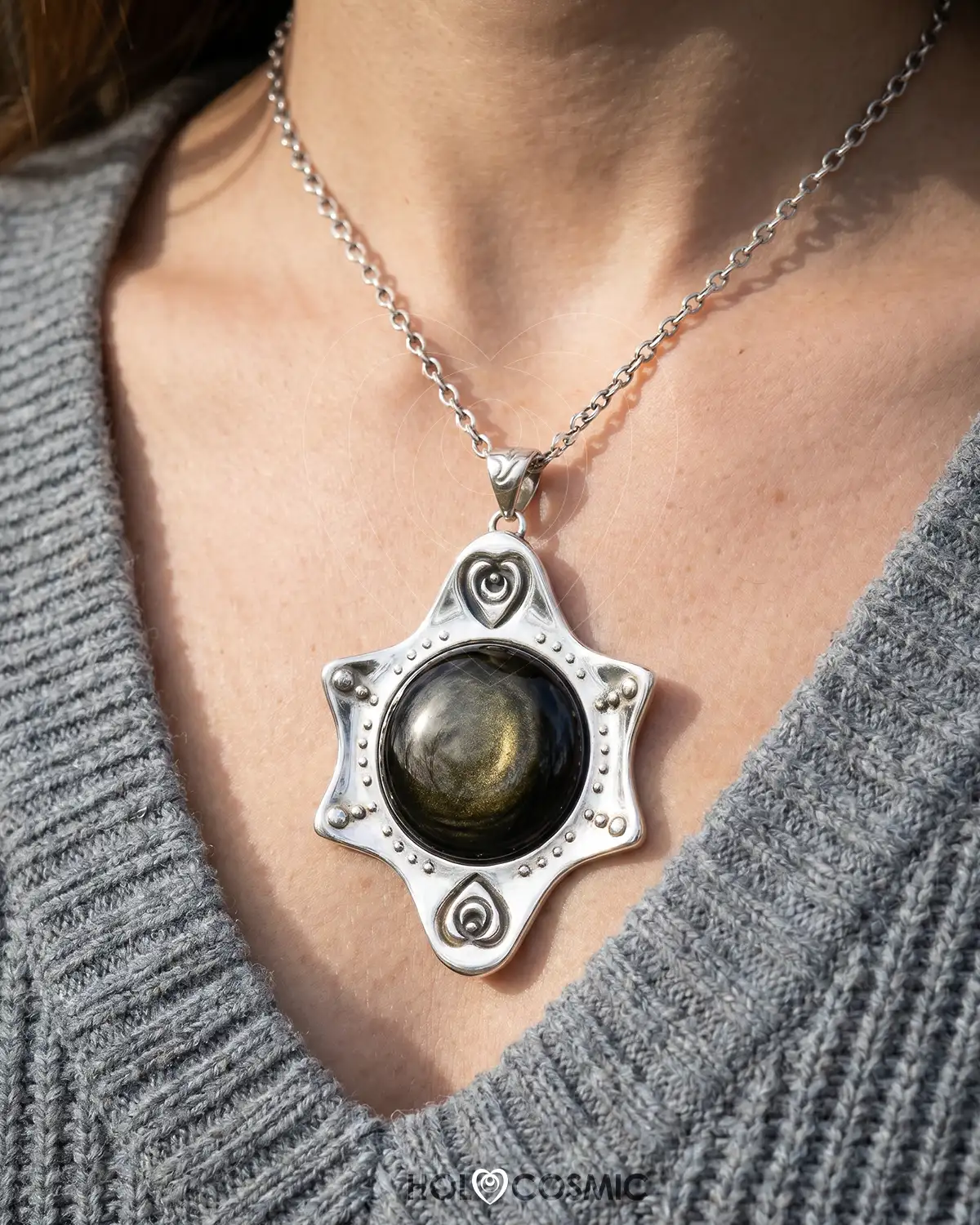 Aliet Joyería Colgante Cosmico Obisidiana Aliet HOLOCOSMIC