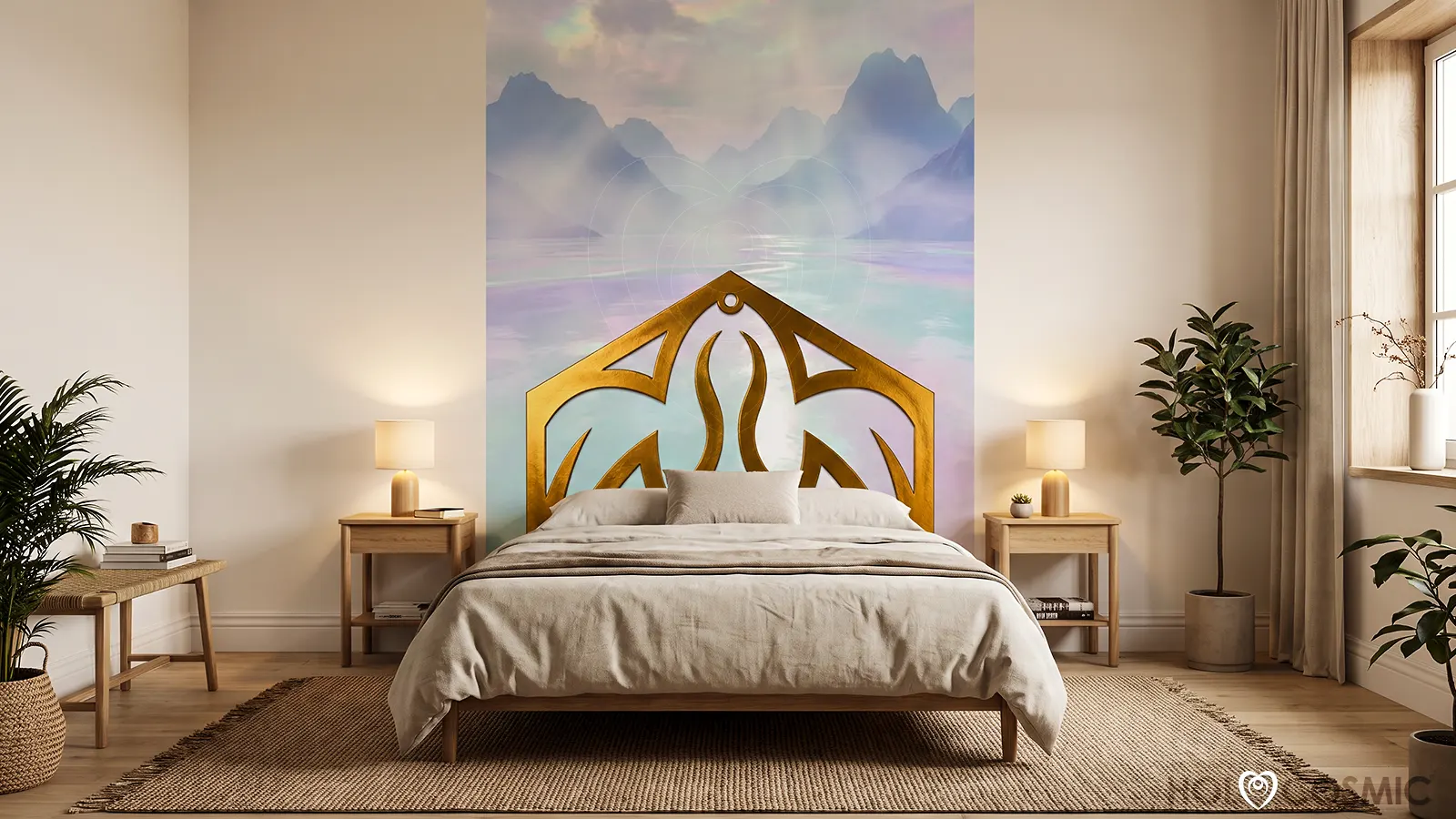 Dahim Mural Headboards Bed Headboard Wallpaper Dreamscape Dahim HOLOCOSMIC